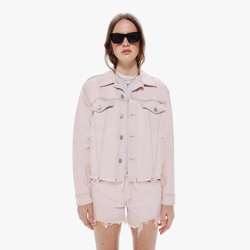 MOTHER Pale Pink Denim Jean Jacket